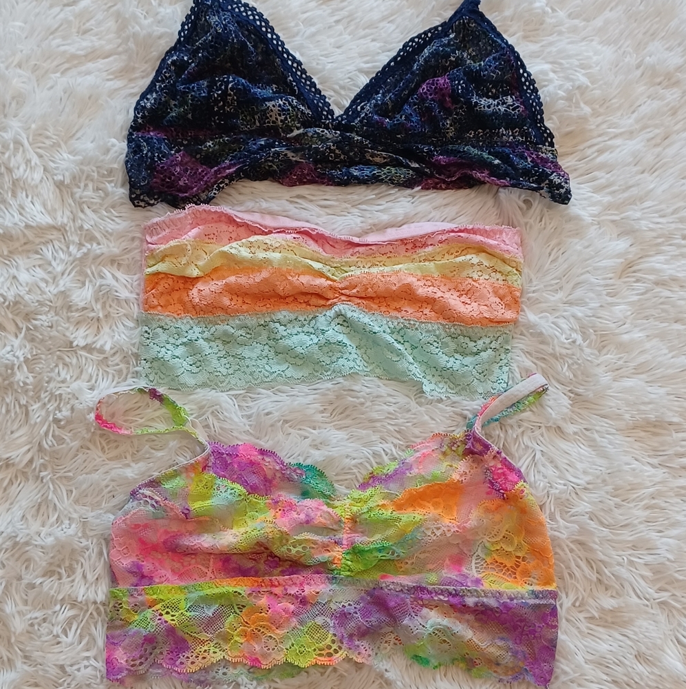 3 lace Victoria's Secret Pink bralettes